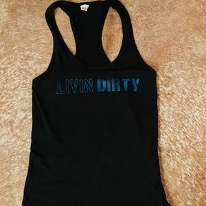 Women's "Livin Dirty" Racer Back Tank Top